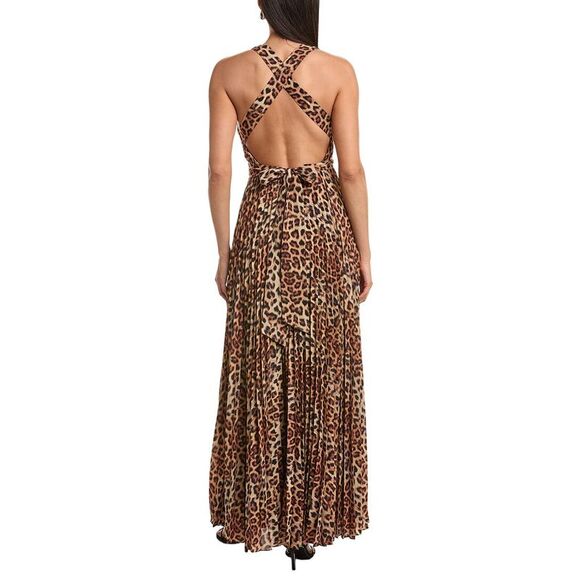 Milly Womens Oria Printed Leopard Pleated Dress, Brown - Picture 2 of 3